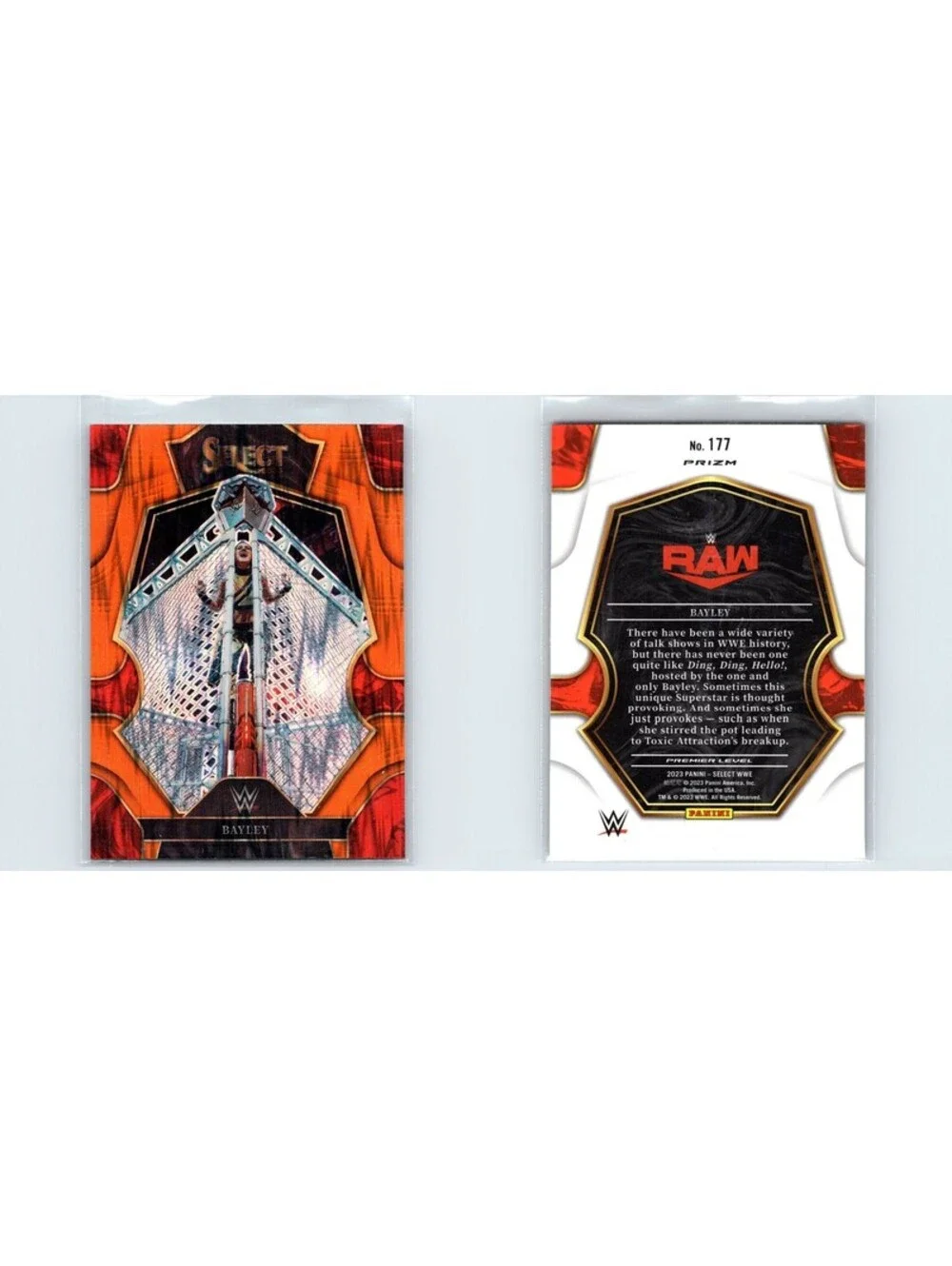 2023 Panini Select WWE Bayley #177 Orange Flash Prizms Raw